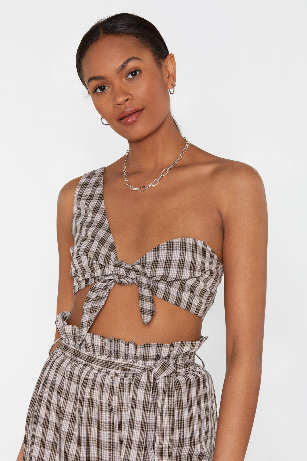 Check Knot Front Co-Ord Crop Top image number 1
