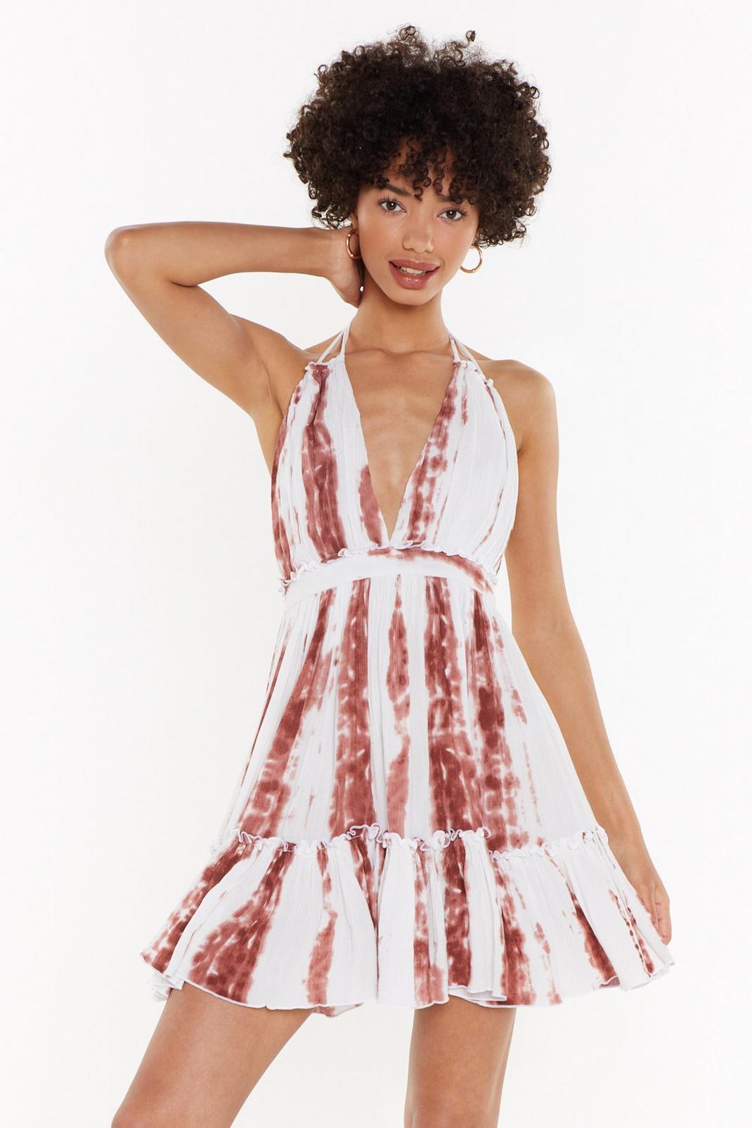Tie Dye Cheesecloth Layered Mini Dress image number 1