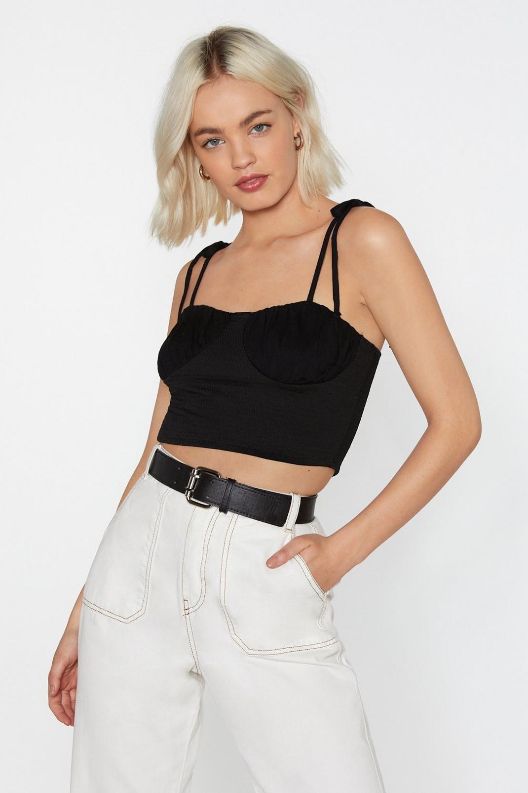 Shirred Ruched Cup Crop Top image number 1