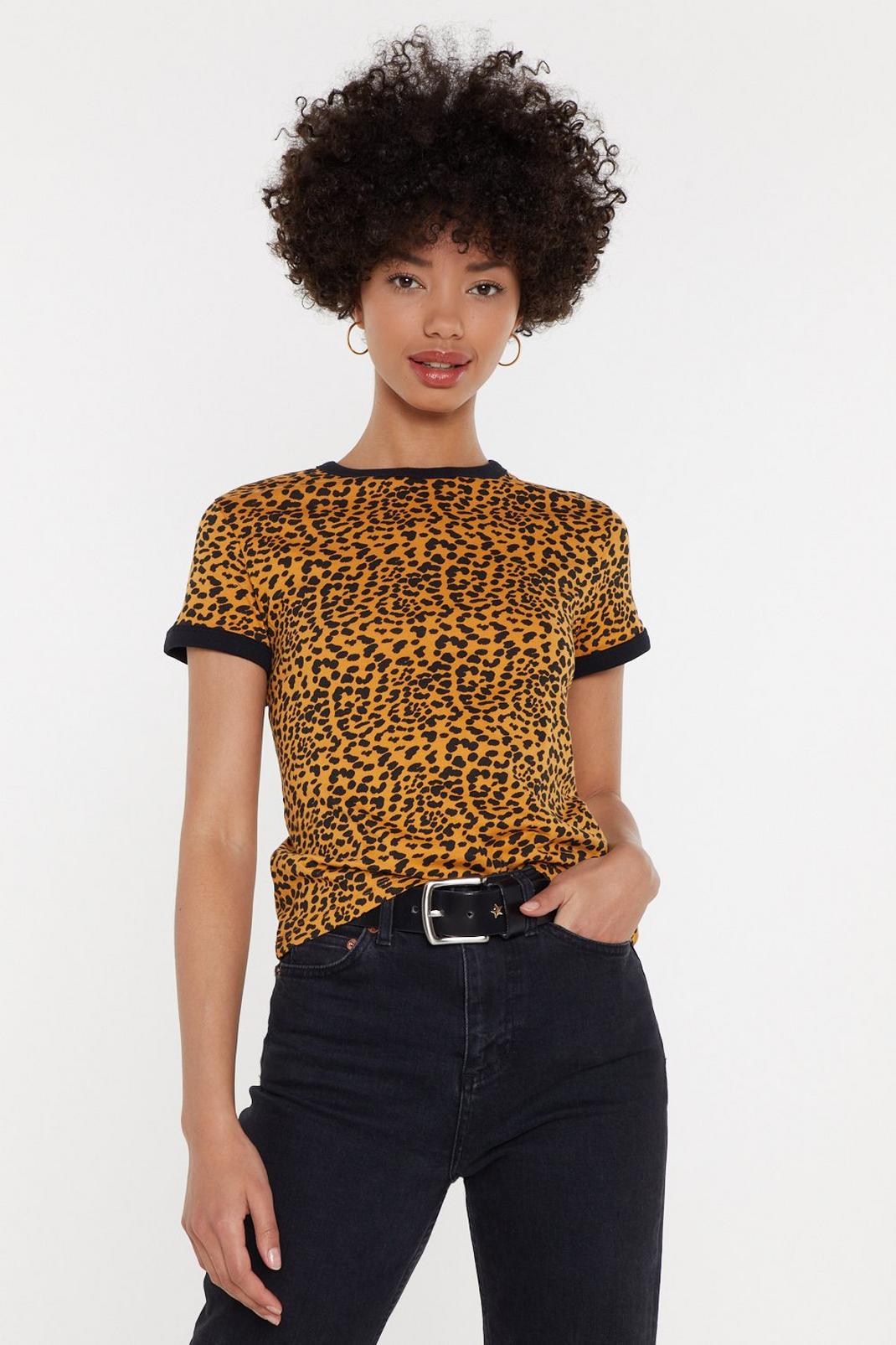 T-shirt à col ras de cou et imprimé léopard image number 1