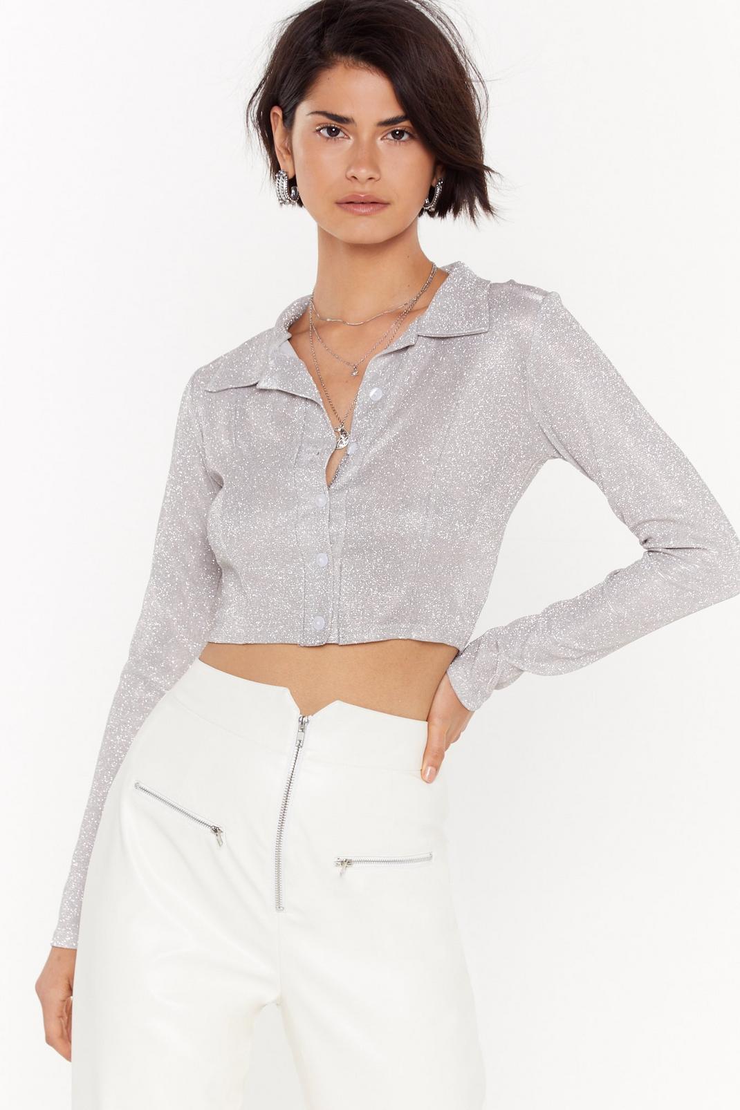 Take Me to the Disco Glitter Cropped Shirt image number 1