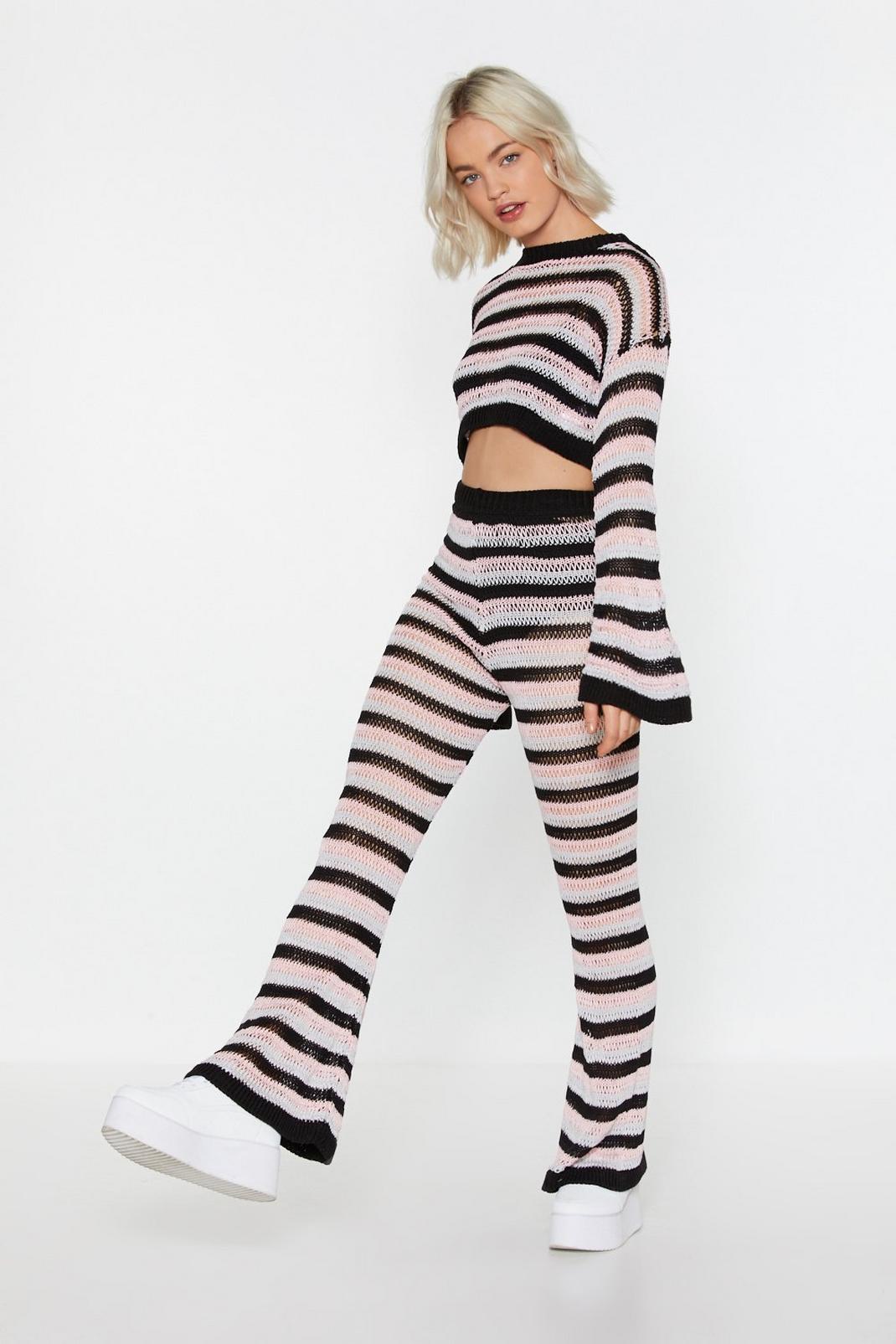 Break Out Crochet Striped Pants image number 1