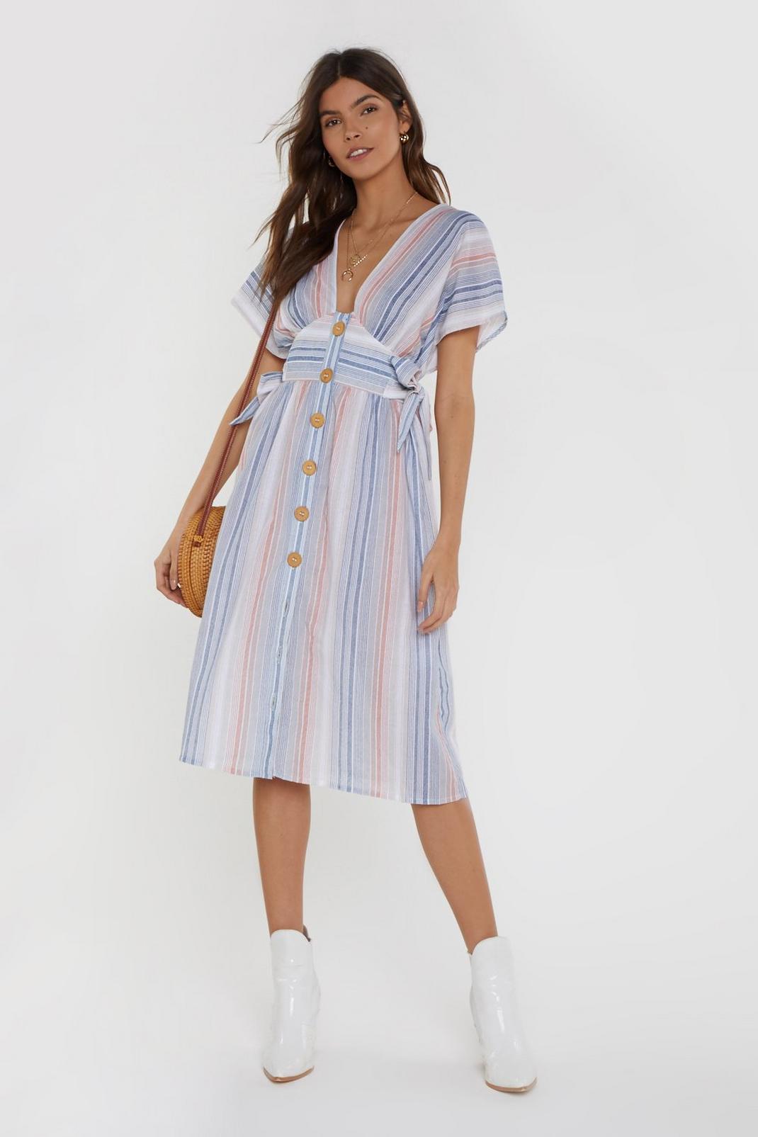 You Can Make It if You Tie Striped Midi Dress image number 1