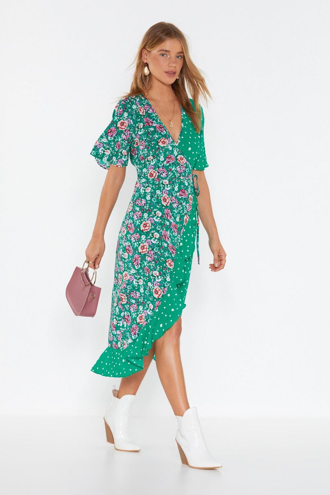 Floral Authority Polka Dot Midi Dress image number 1