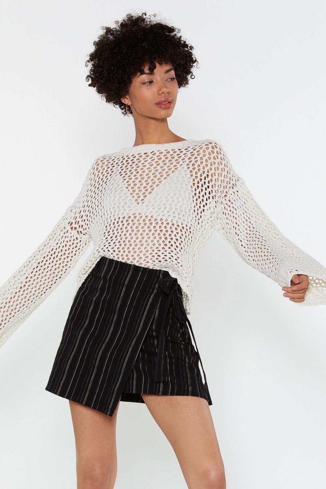 Get in Line Striped Wrap Skirt image number 1
