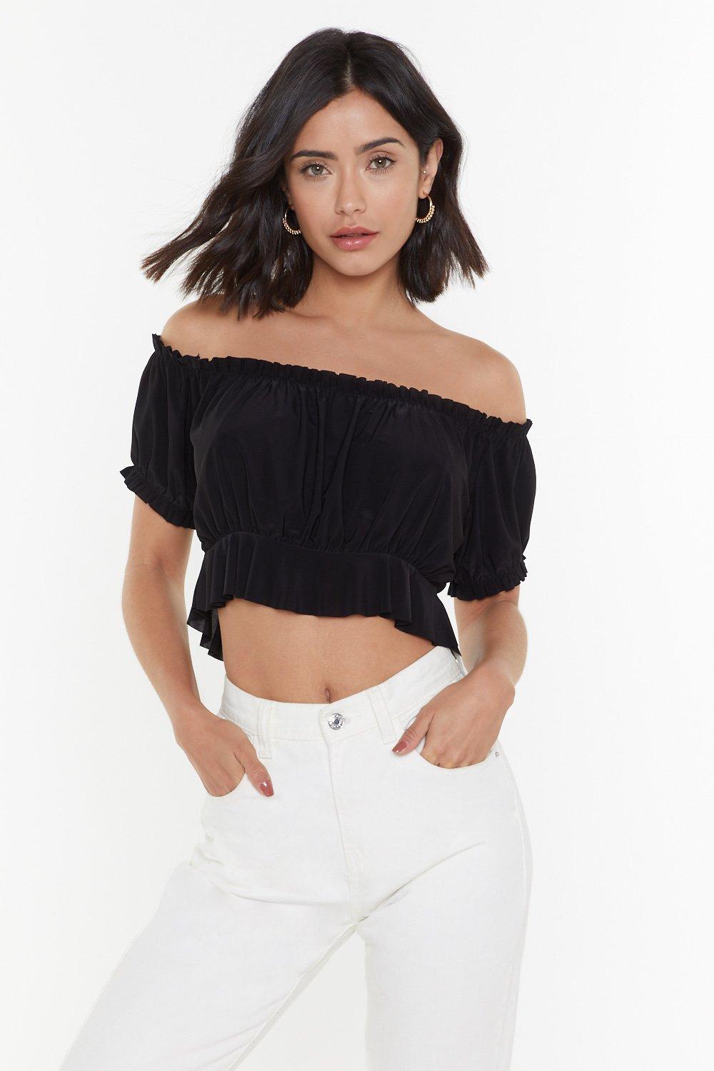 black peasant crop top