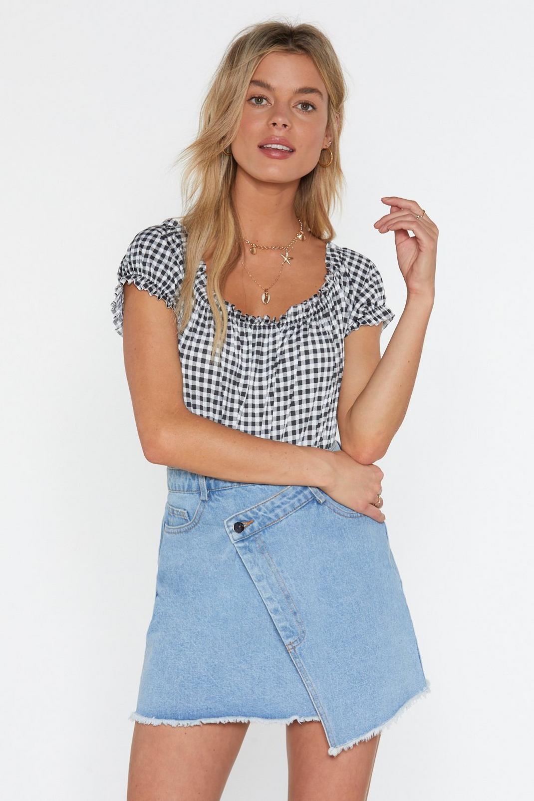 The Frill of It All Ruffle Gingham Bodysuit image number 1