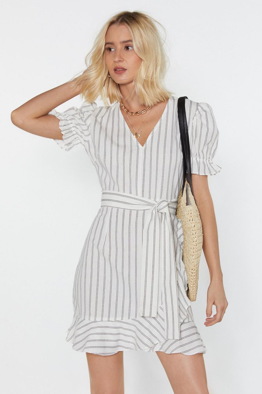 Read Between the Lines Striped Wrap Dress image number 1