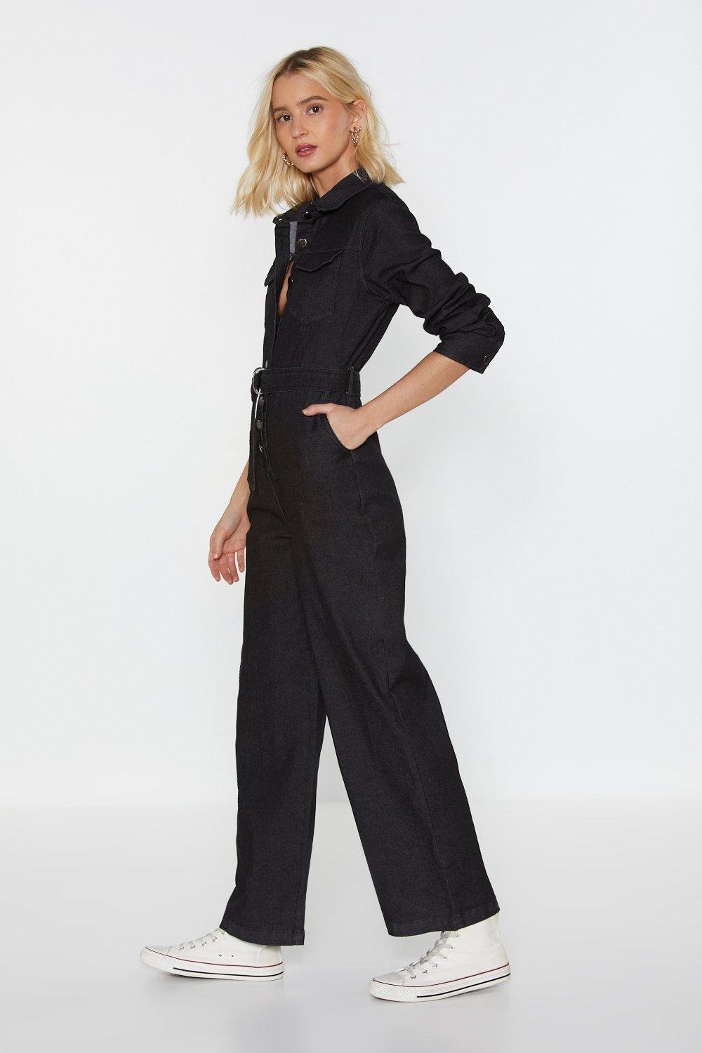 Black fashion denim boilersuit