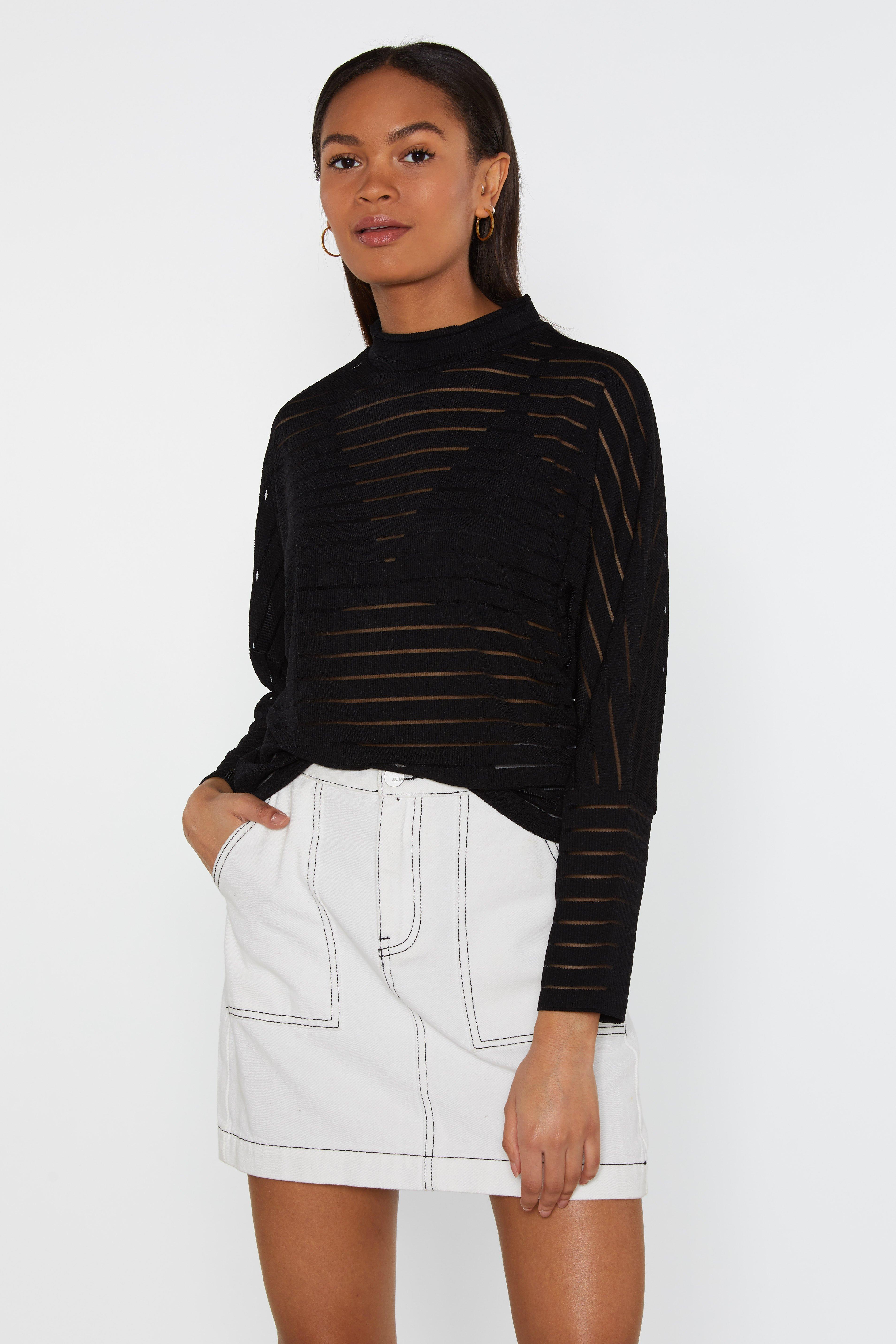 striped mesh top