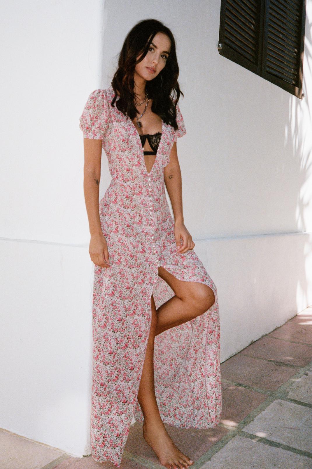 Pink Earth Angel Floral Maxi Dress image number 1