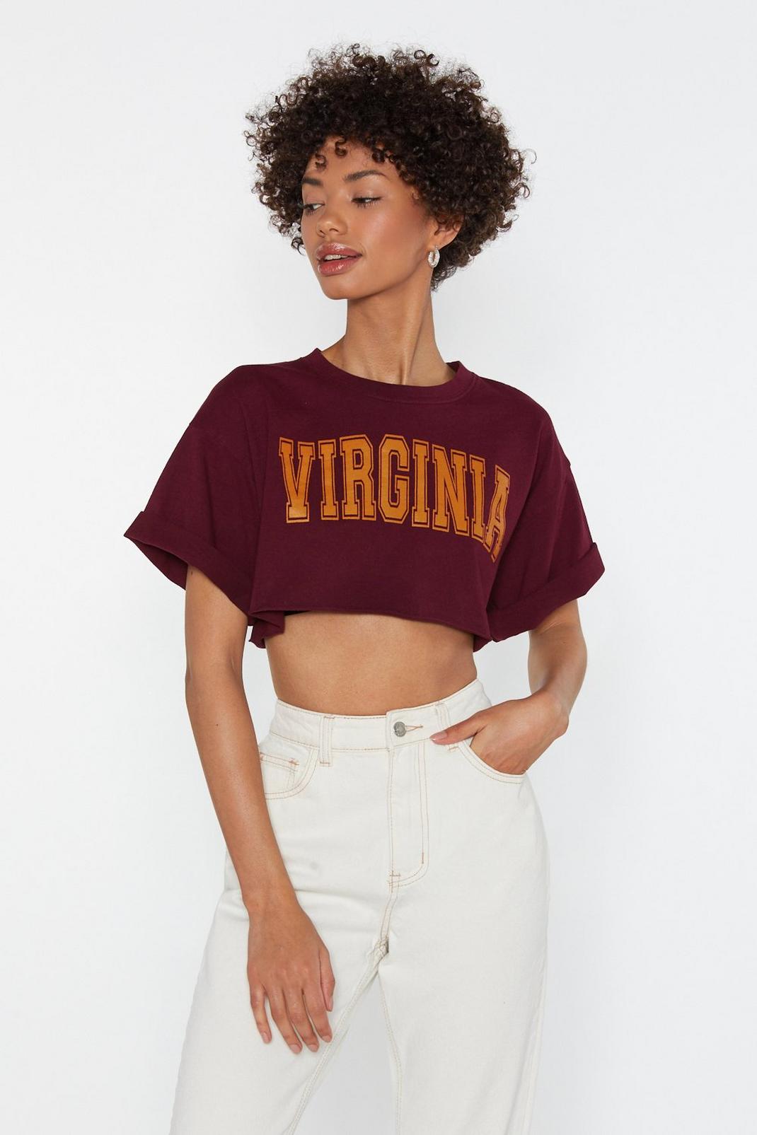 T-shirt crop à manches oversize et slogan Virginia image number 1