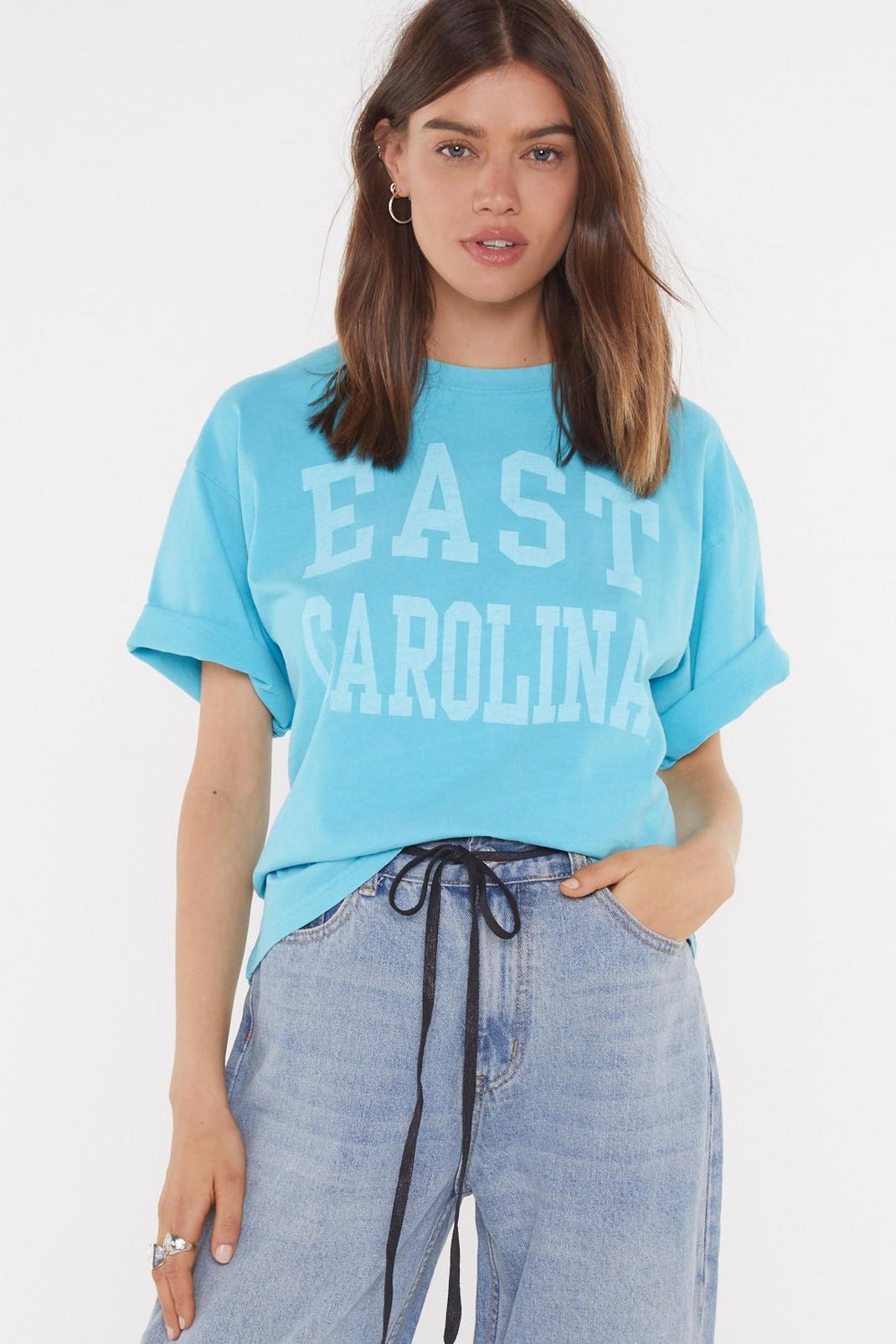 T-shirt oversize délavé à slogan East Carolina image number 1