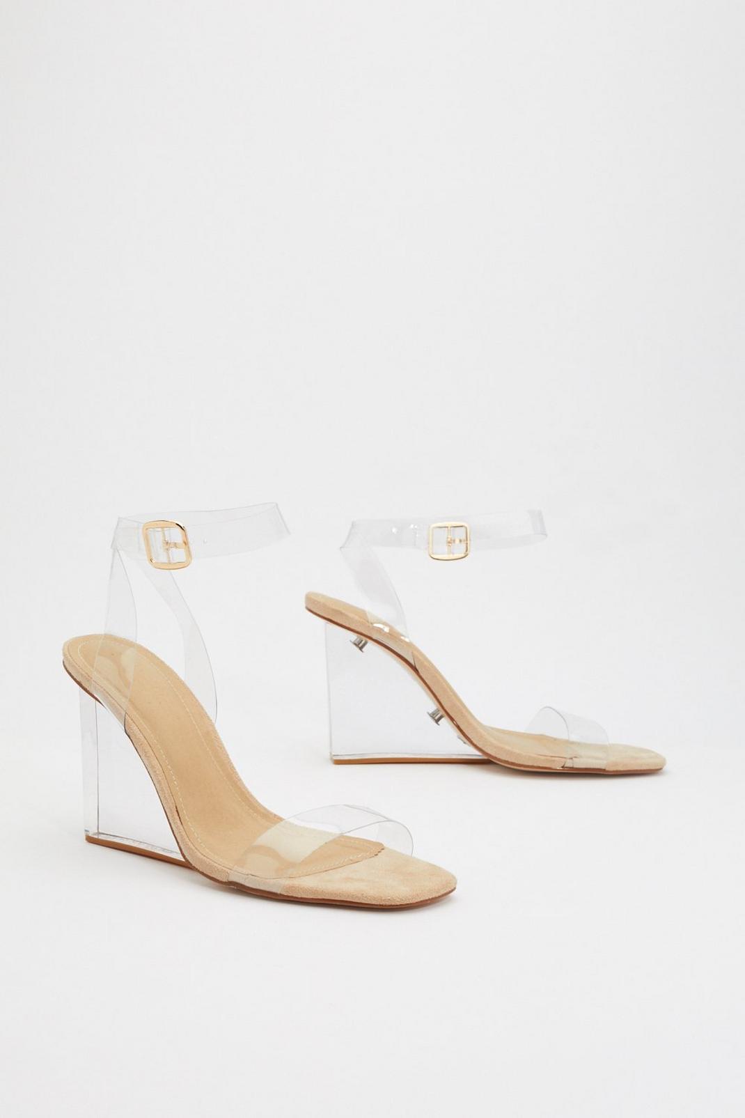 Nude Build Me Up Clear Wedge Heels image number 1