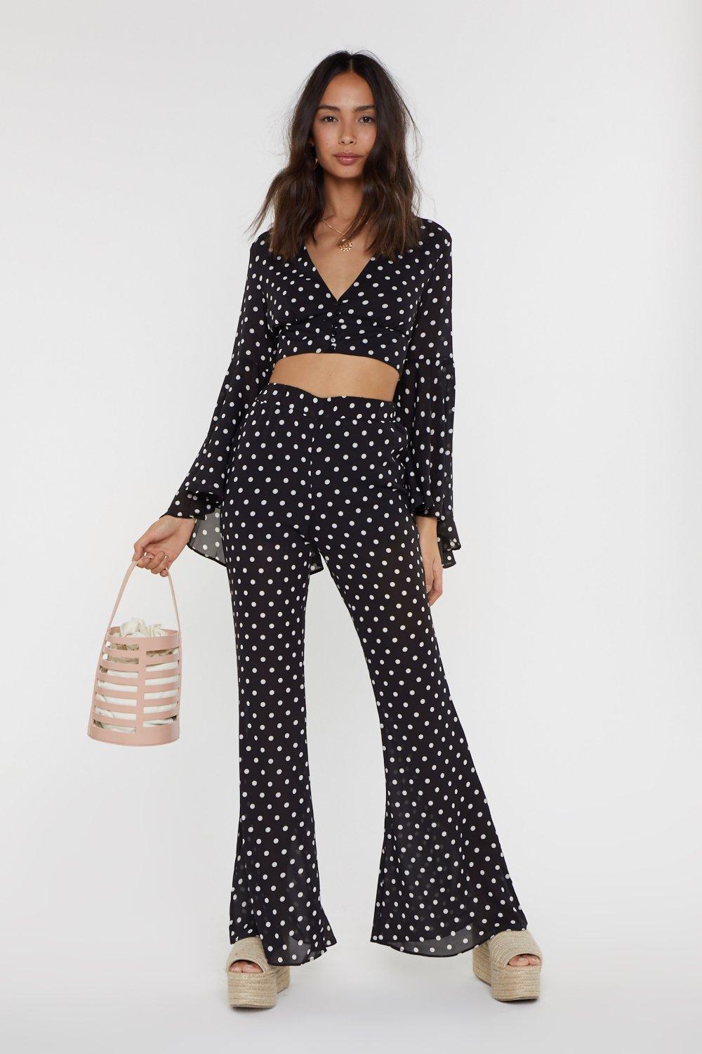 polka dot high waisted pants