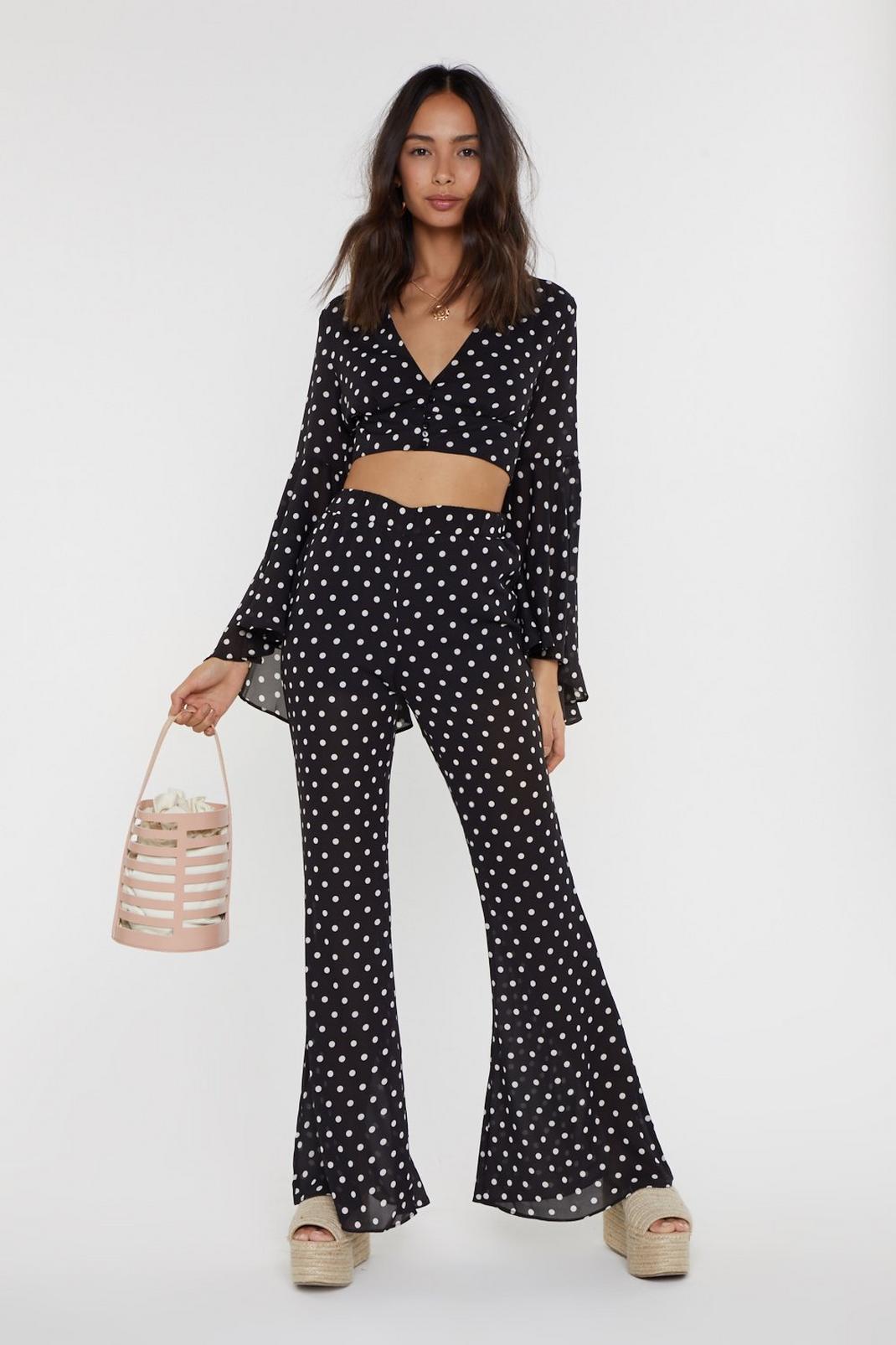 Flare's the Door Polka Dot High-Waisted Pants image number 1