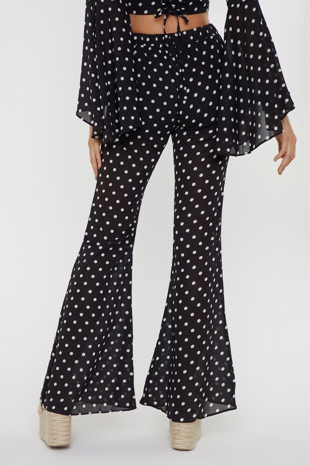 DENIM BELL BOTTOM TROUSERS - Polkadots