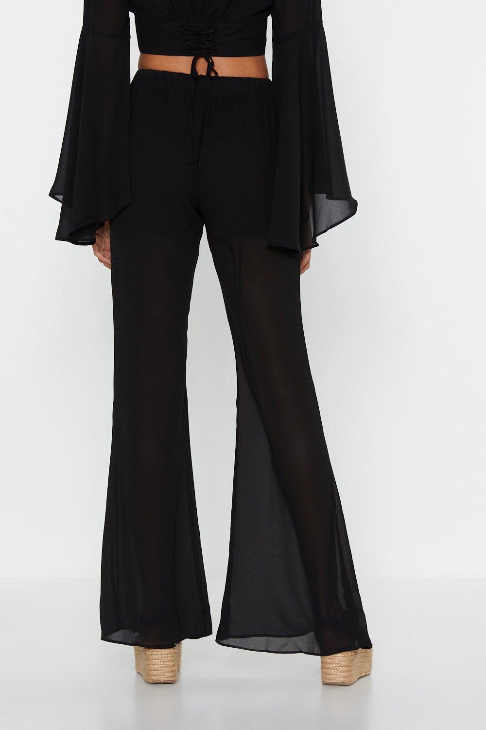 Mesh bell bottom on sale pants