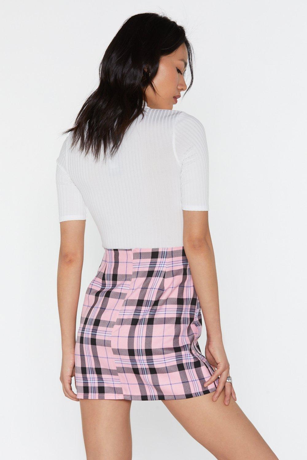 Pink plaid skirt outlet australia