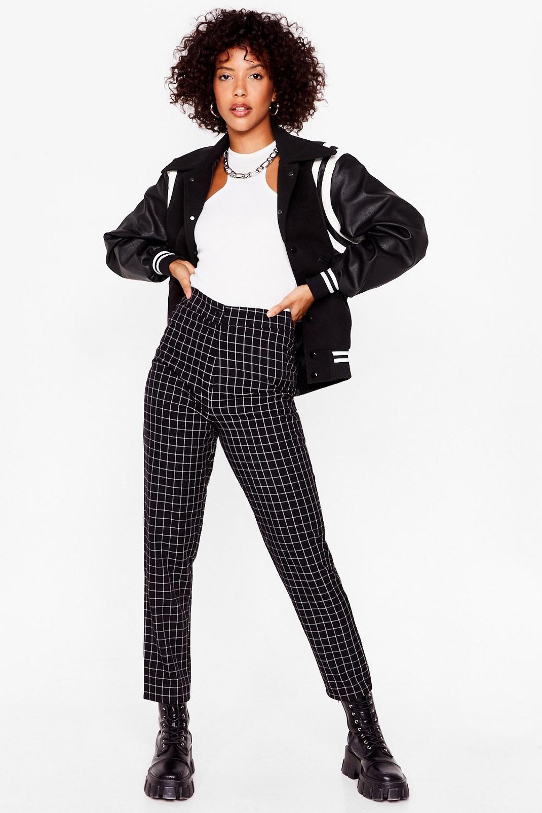 Square Check High Waisted Pants image number 1