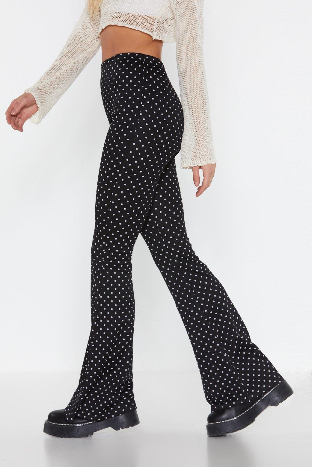 Vintage Polka Dot High Waist Tiered Ruffle Skinny Flare Pants - Black –  Trendy & Unique