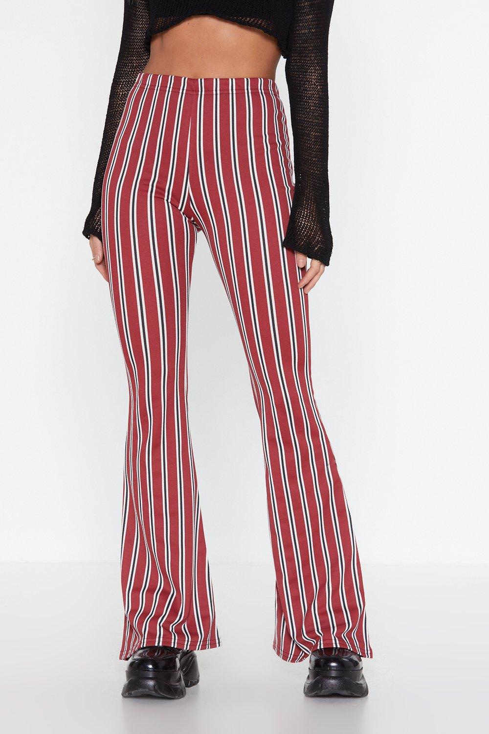 High waisted striped flare on sale pants