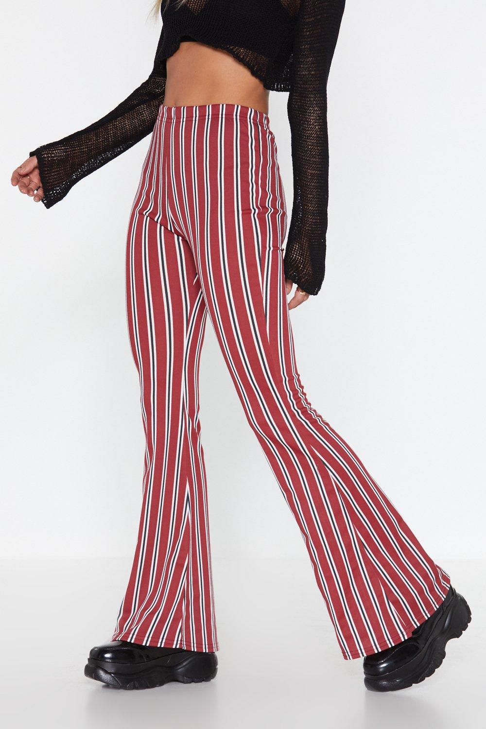 Burgundy and cheap white striped pants