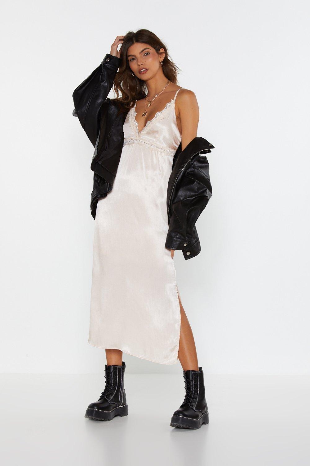 nasty gal satin midi dress