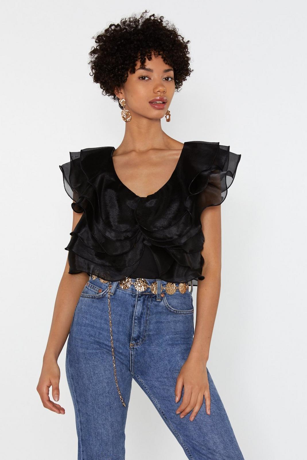 Hold Back the Tiers Ruffle Organza Top image number 1
