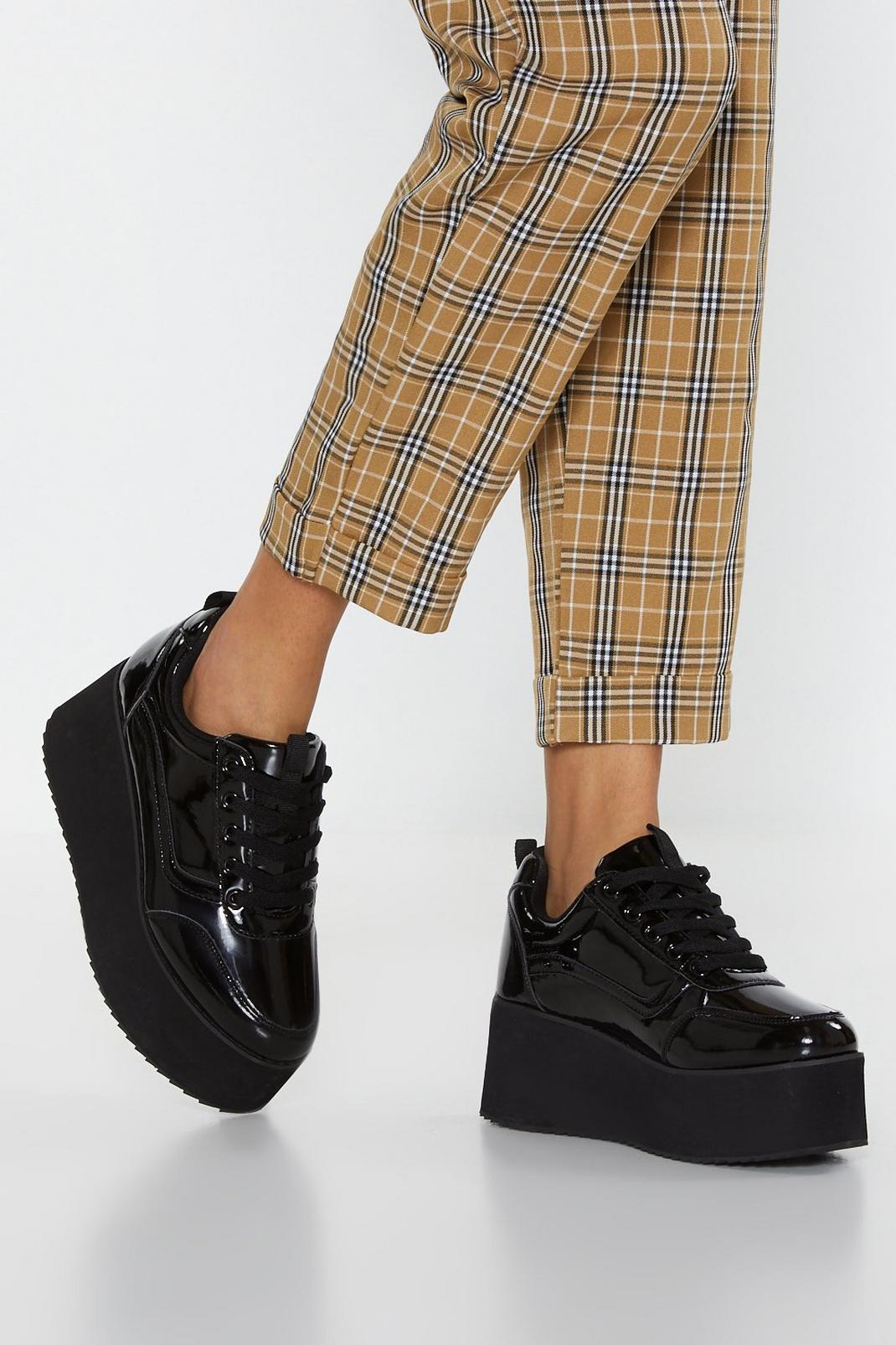 Elevated Flatform Lace Up Side Stripe Trainers image number 1