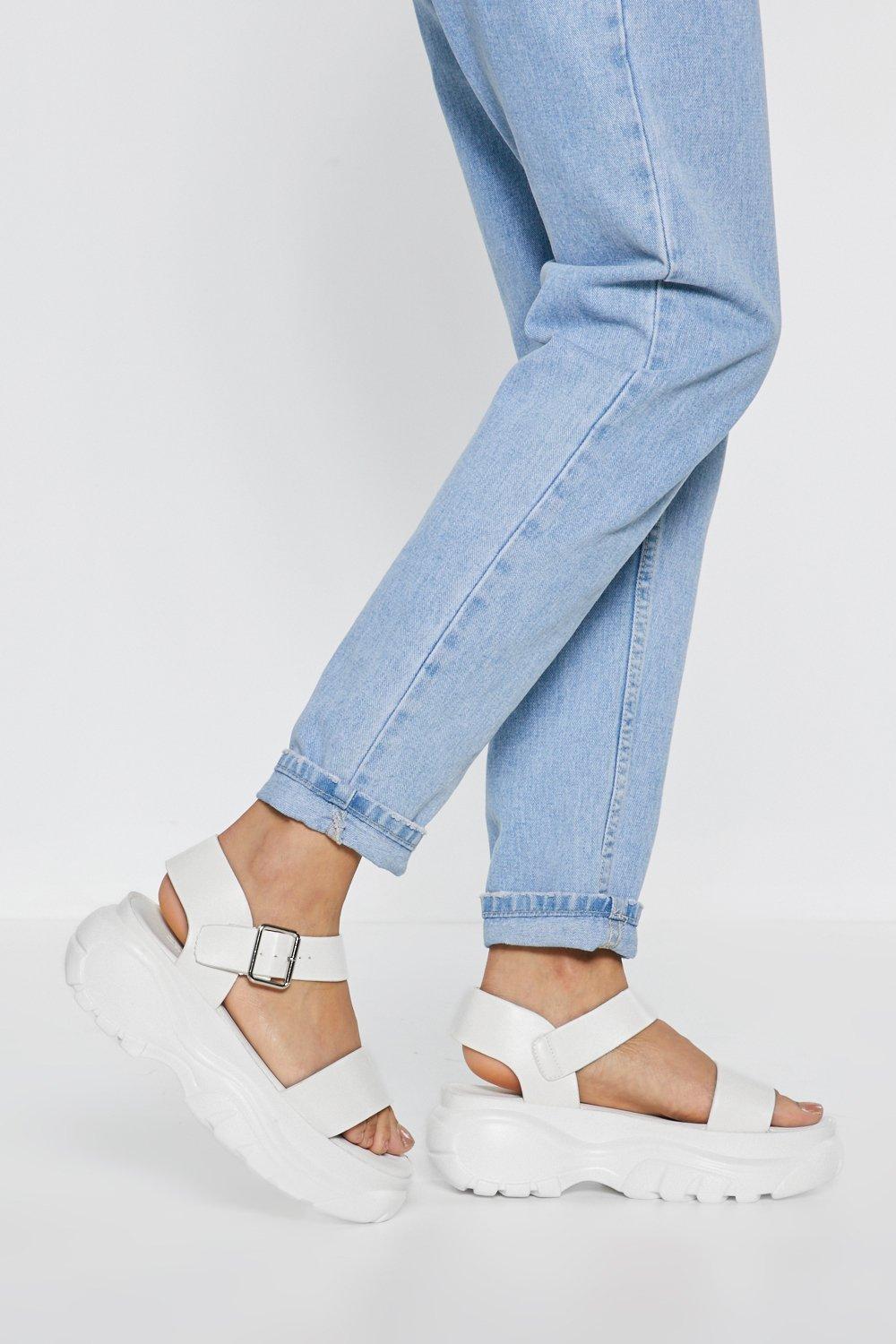 white platform chunky sandals