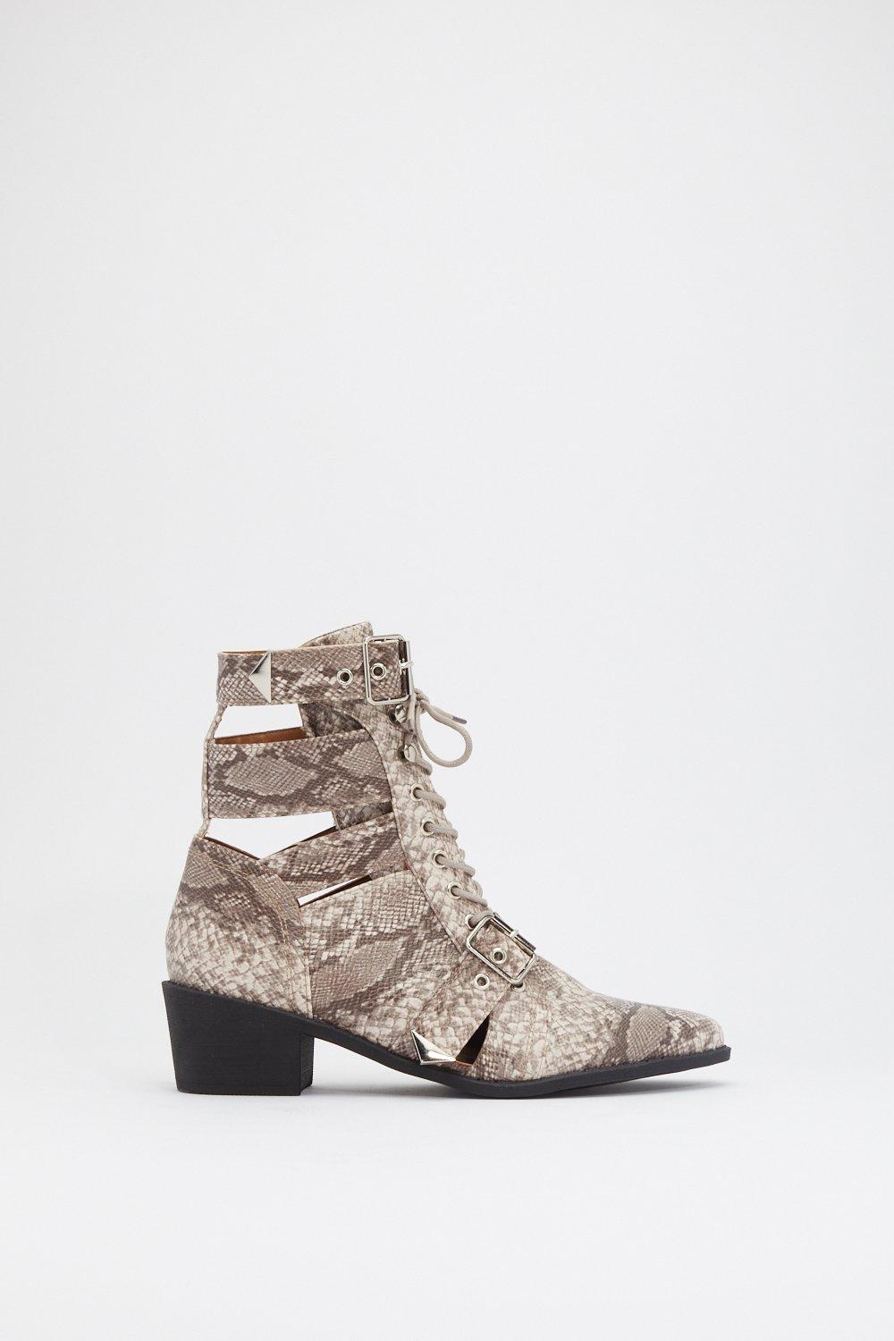 Cut out snakeskin booties best sale