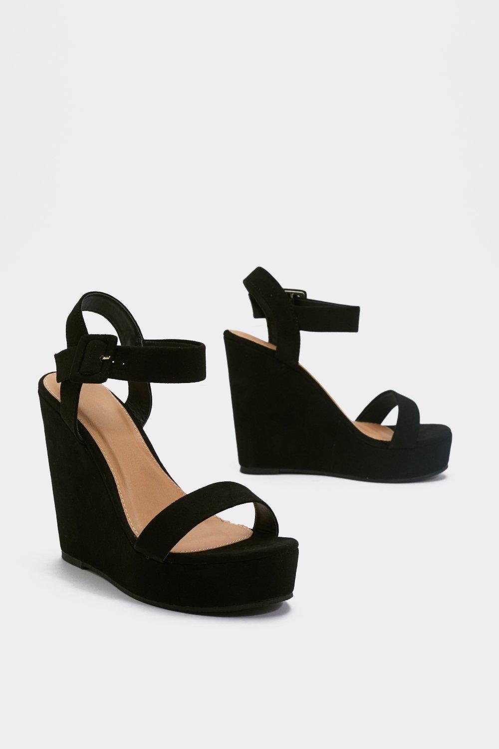 black suede wedges with ankle strap