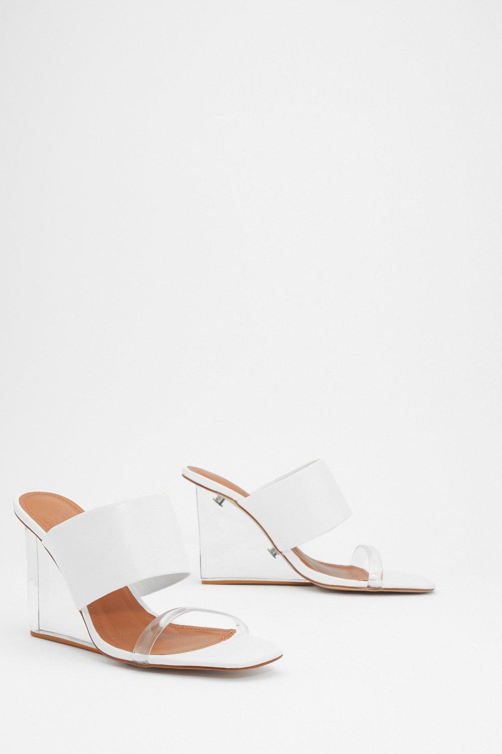 clear wedge mules