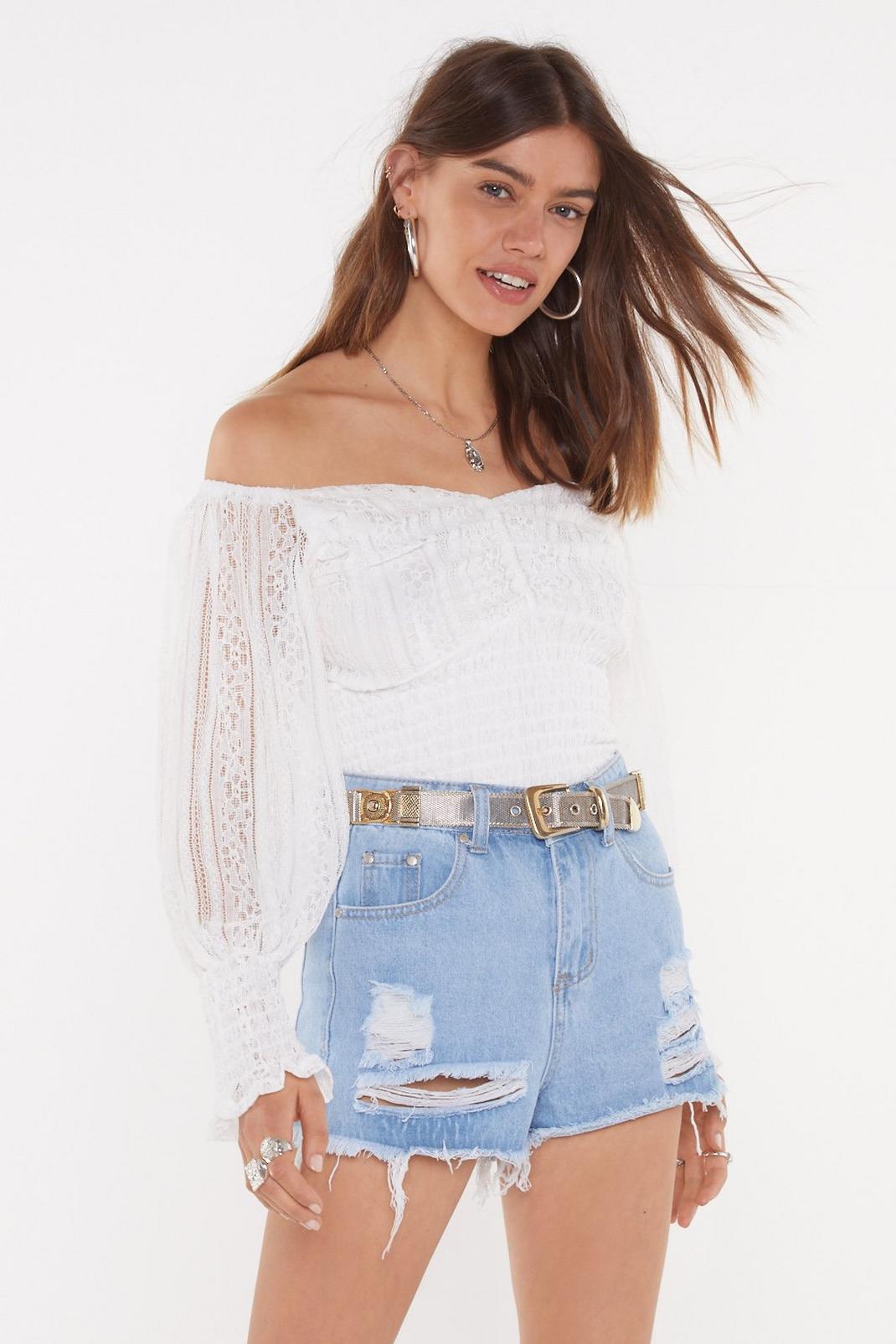 Lace Against Time Off-the-Shoulder Top image number 1