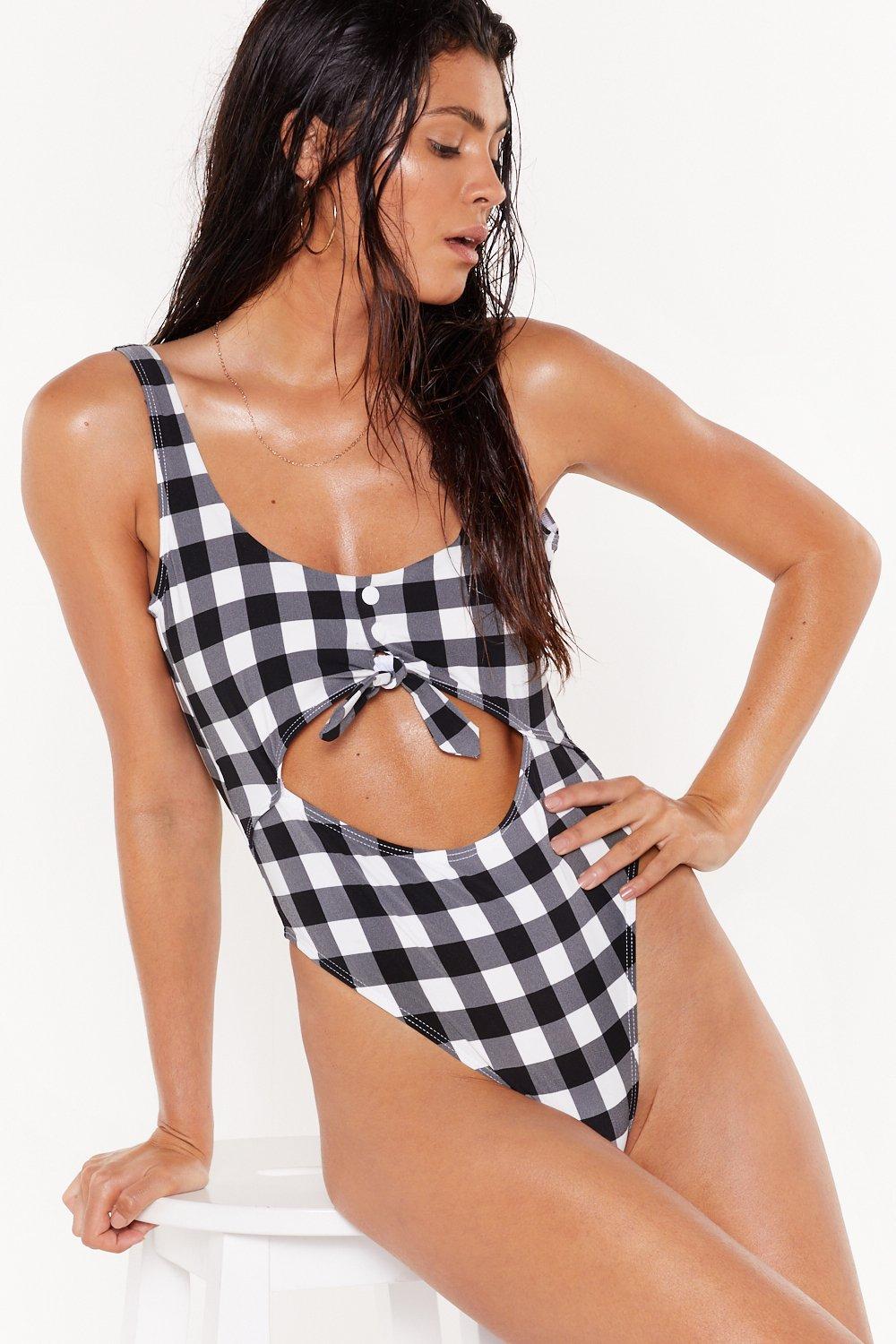 gingham cut out swimsuit