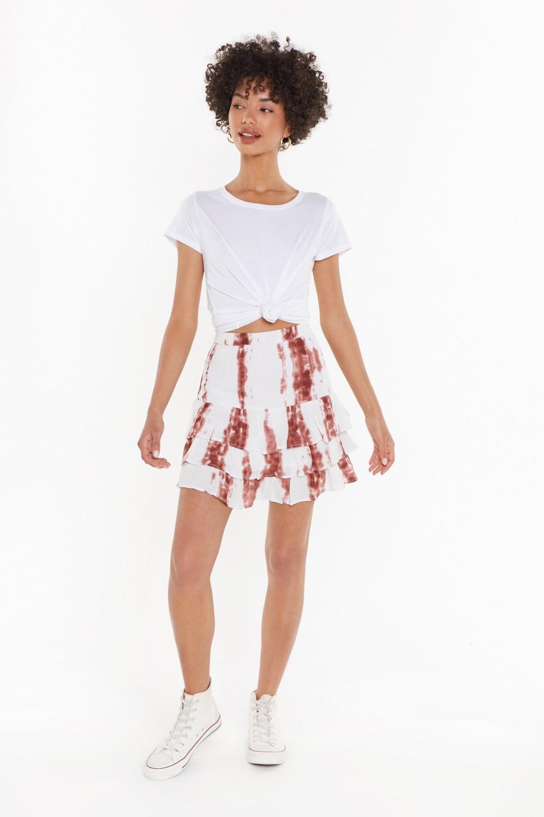 Tie Dye Cheesecloth Layered Mini Skirt image number 1