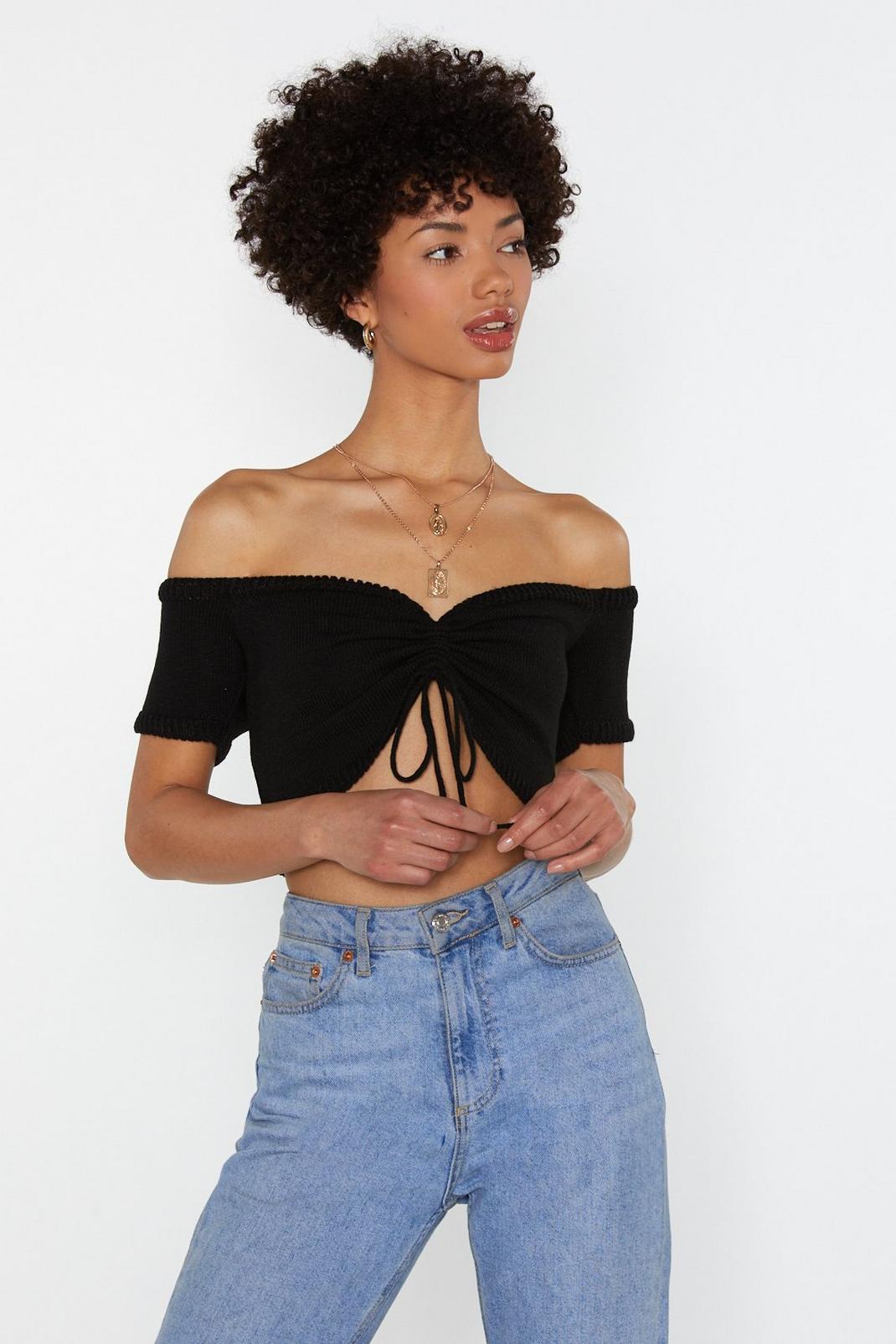 Ruched Front Knitted Crop Top image number 1