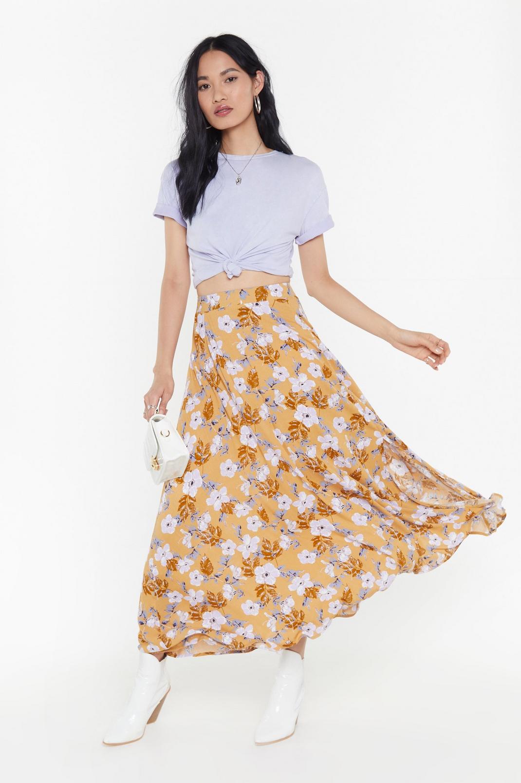 Floral Split Maxi Skirt image number 1