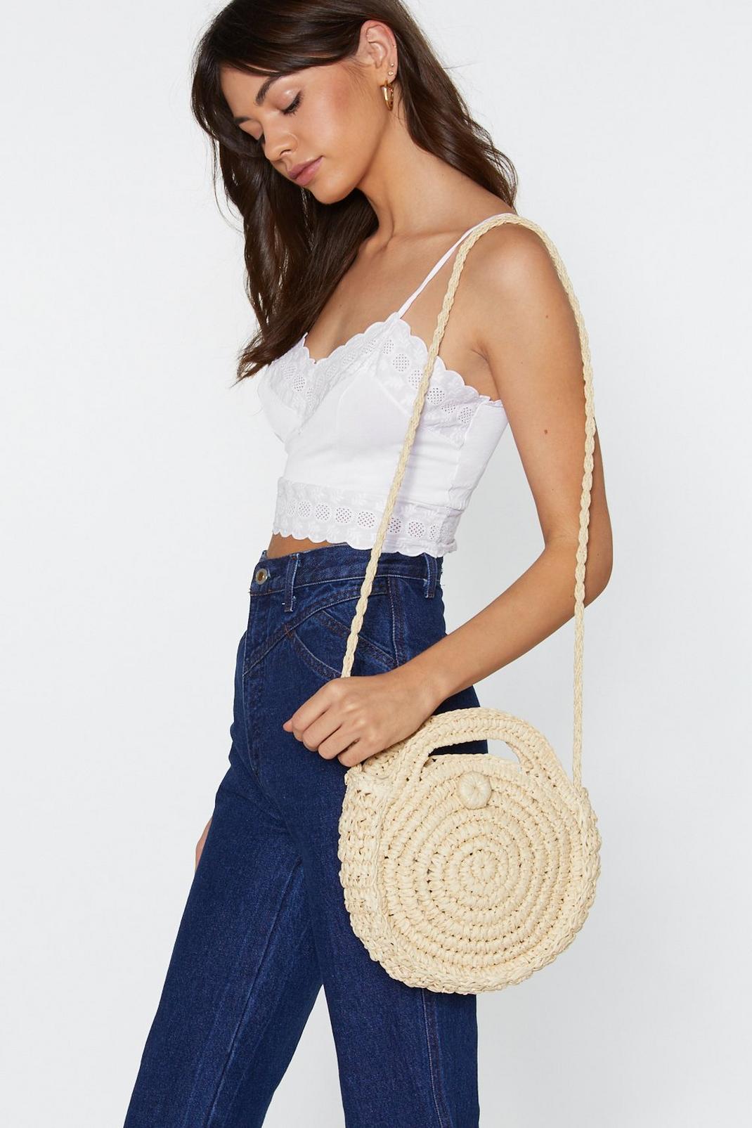 WANT Totally Rounded Straw Crossbody Bag image number 1