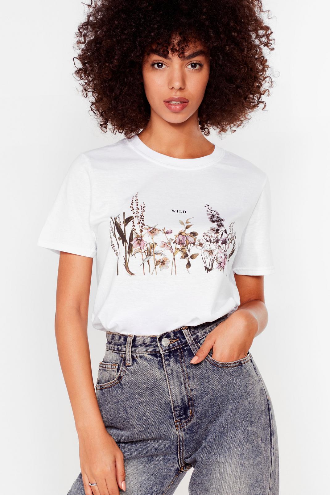 T-shirt à slogan et impressions florales Wild Flower image number 1