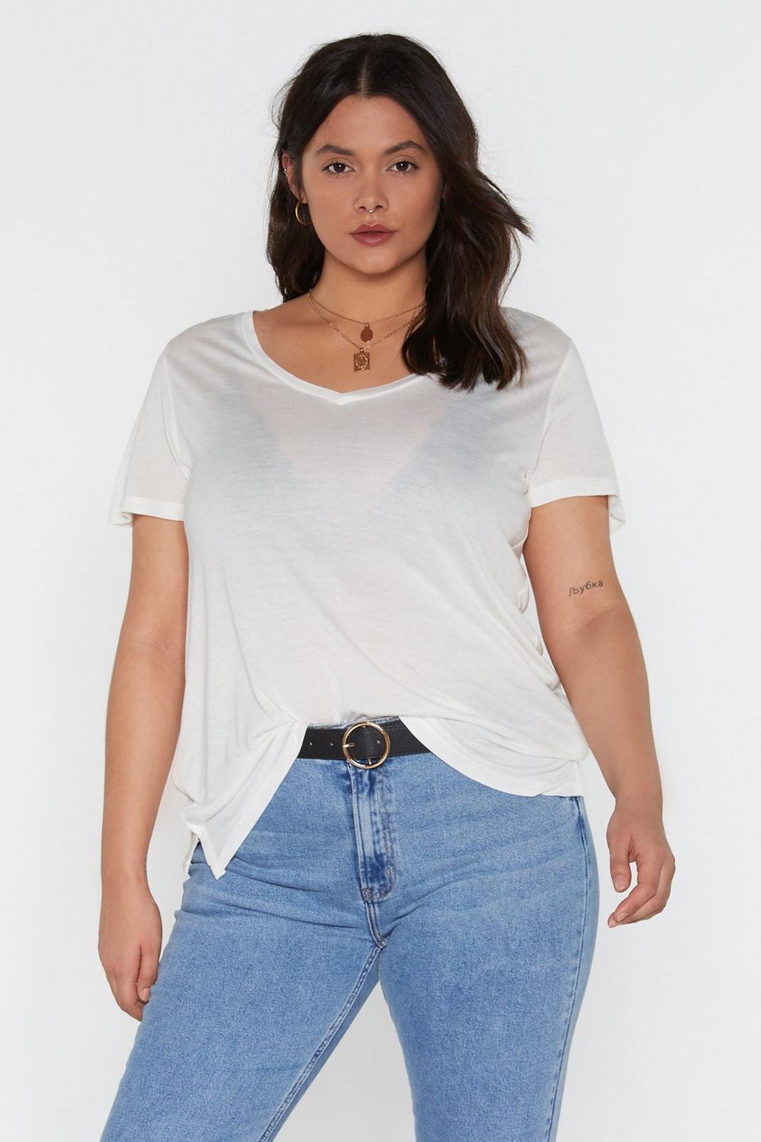 T-shirt oversize à col en V image number 1