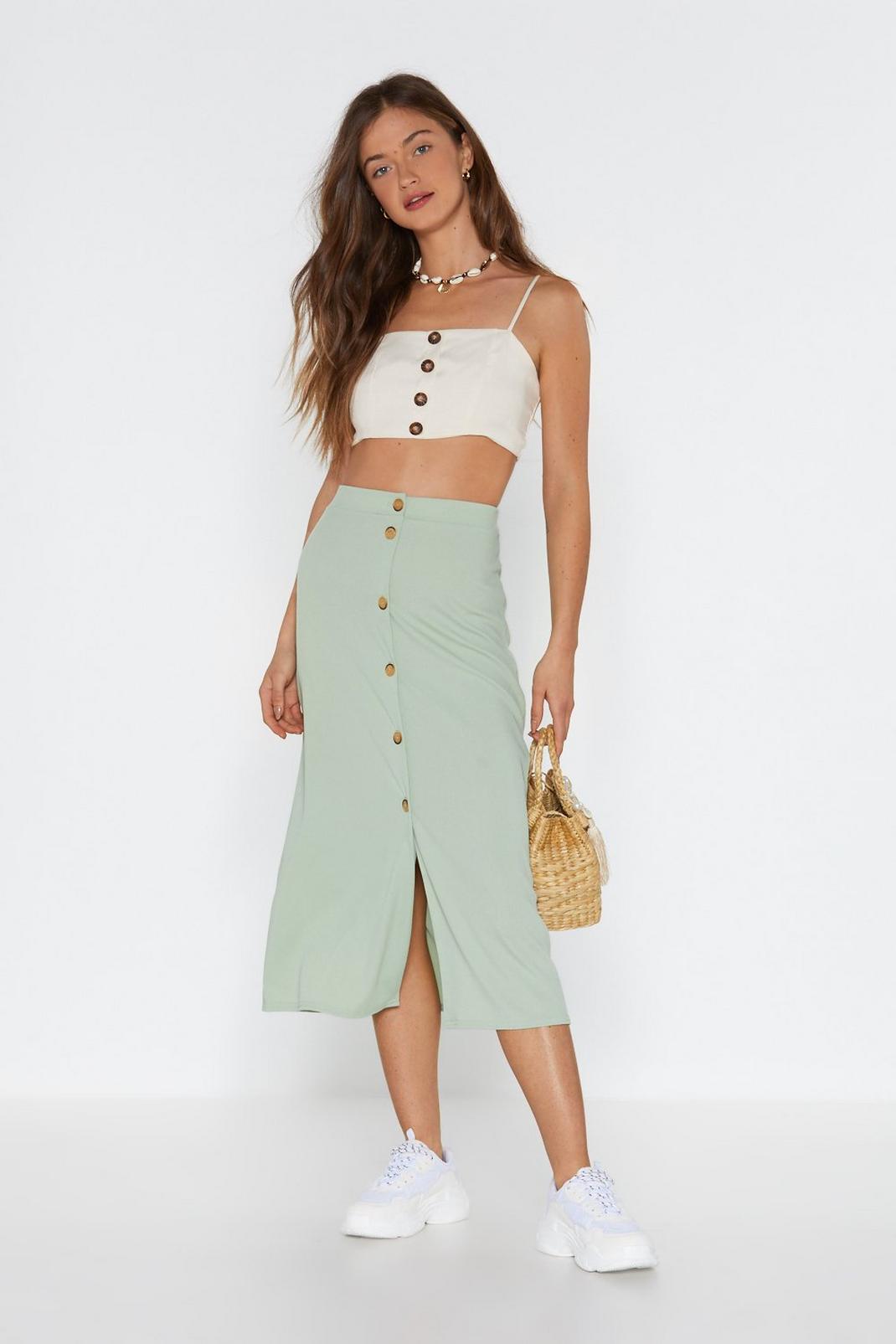 Button Your Marks Midi Skirt image number 1