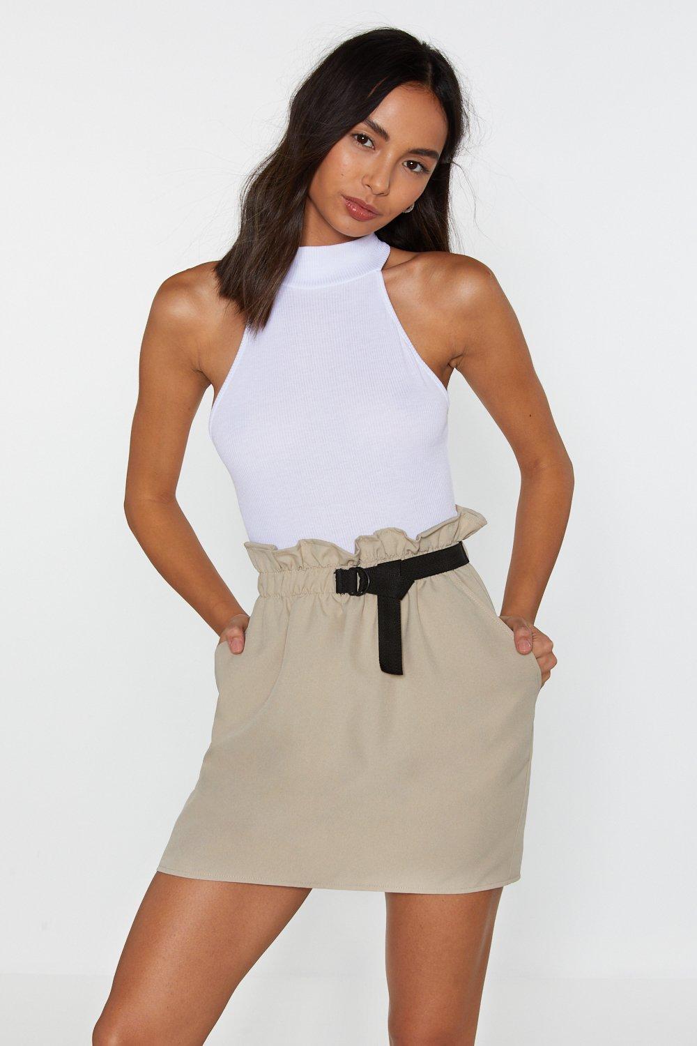 Paperbag mini skirt with belt best sale