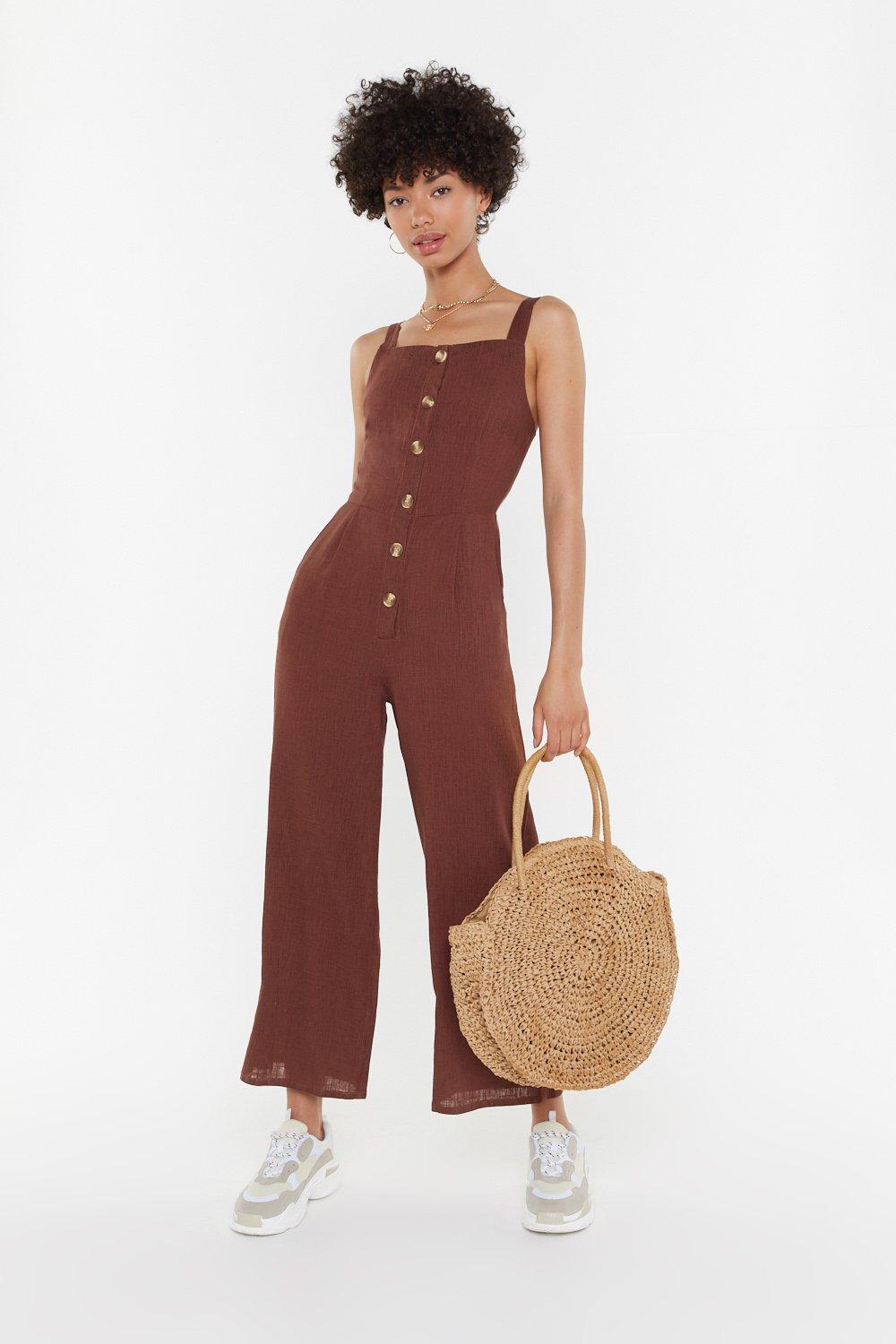 linen jumpsuit with buttons