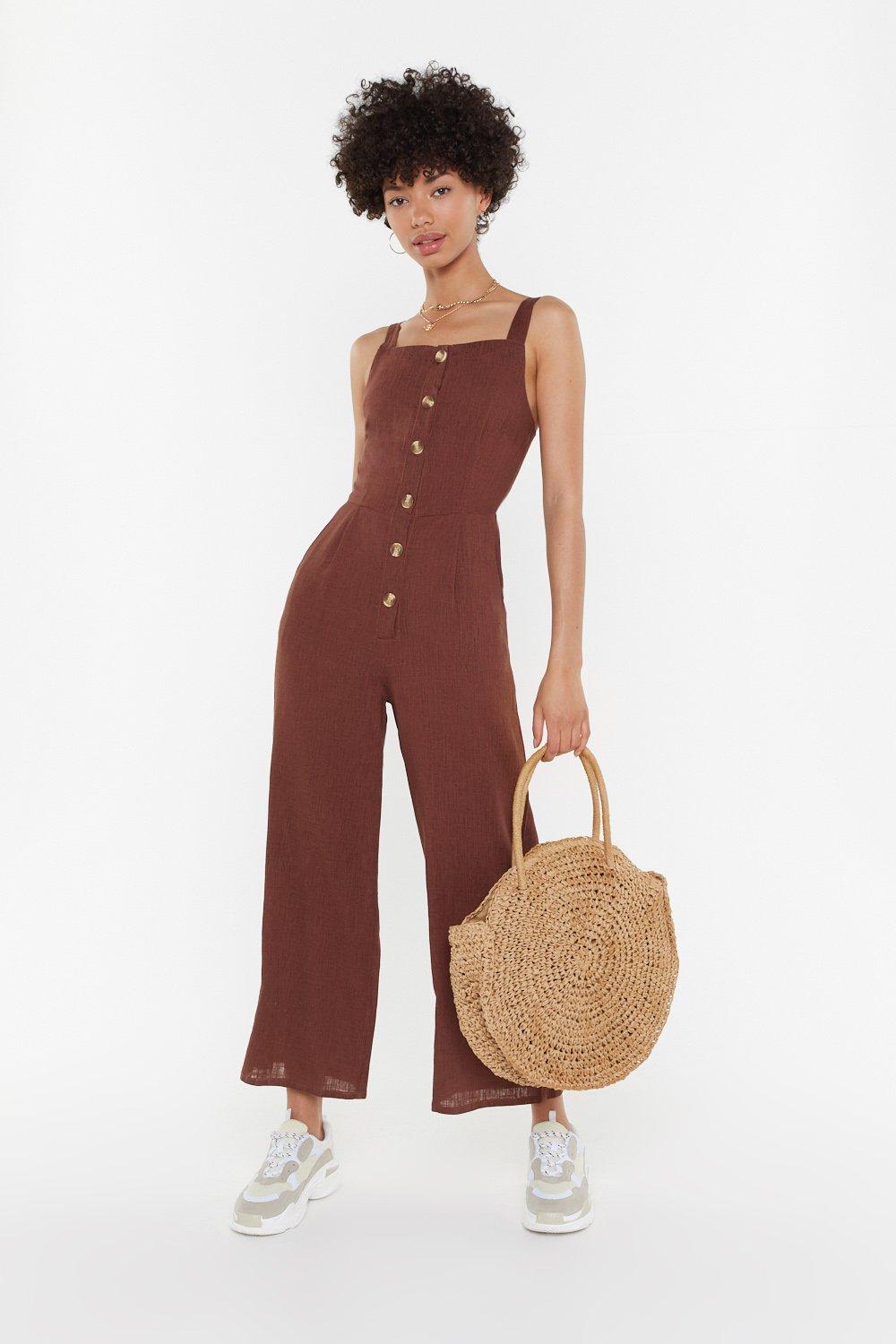 strappy linen jumpsuit