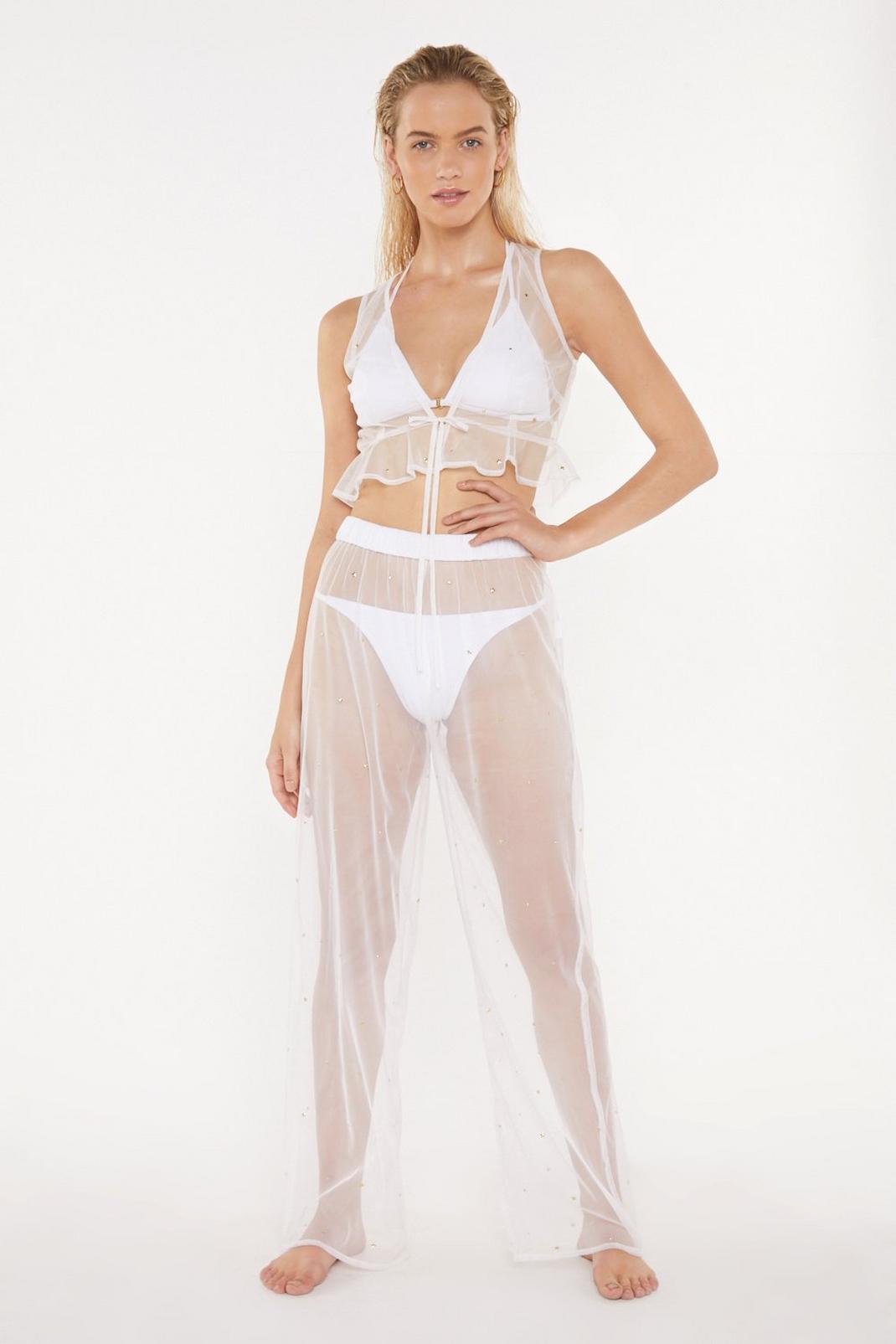 Wishing on a Star Studded Sheer Crop Top and Pants Set image number 1