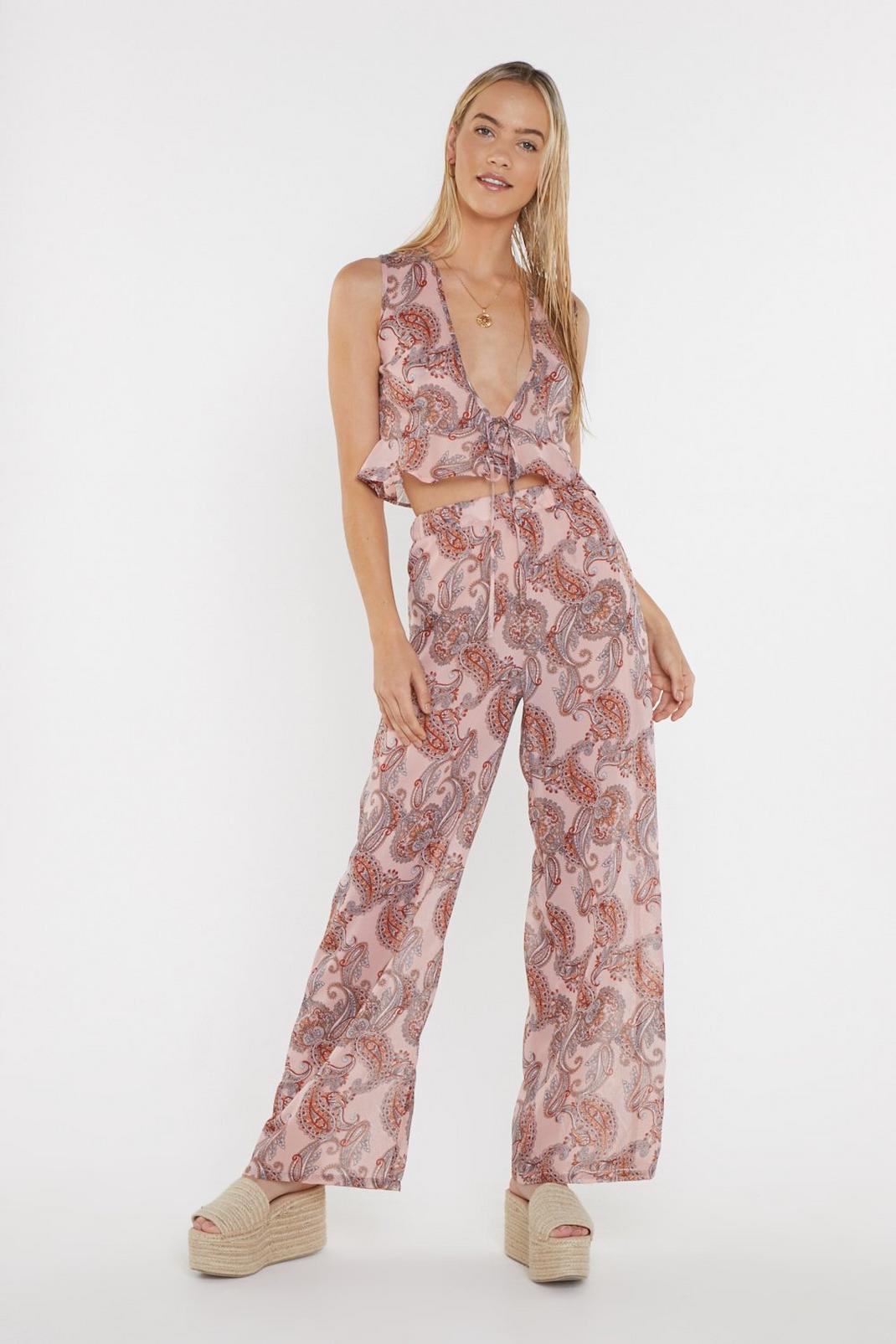 Have I Told You Paisley Crop Top and Wide-Leg Pants Set image number 1