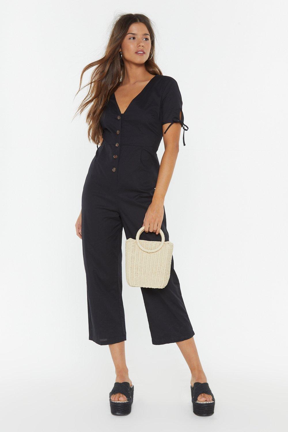 linen jumpsuit black