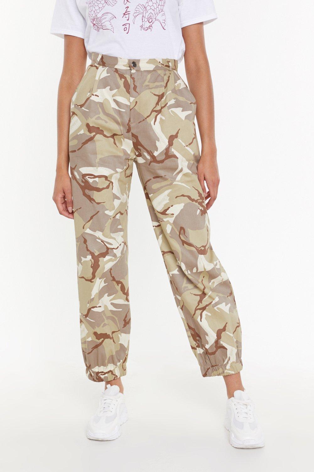 Camo Print Multi Pocket Straight Leg Cargo Pants